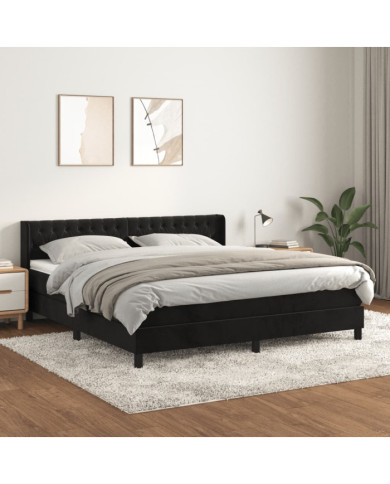 Sommier à lattes de lit et matelas Noir 160x200 cm Velours | Mobilier & Déco