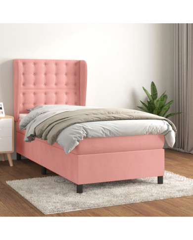 Sommier à lattes de lit avec matelas Rose 90x190 cm Velours | Mobilier & Déco