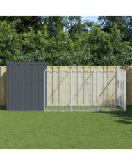 Niche pour chien avec cour anthracite 214x457x181 cm | Mobilier & Déco