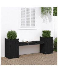 Banc avec jardinières noir 180x36x63 cm bois massif de pin | Mobilier & Déco