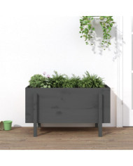 Lit surélevé de jardin gris 101x50x57 cm bois de pin massif | Mobilier & Déco