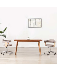 Chaises pivotantes à manger lot de 2 taupe bois courbé et tissu | Mobilier & Déco