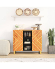 Armoire latérale marron et noir 90x33,5x75 cm bois de manguier | Mobilier & Déco