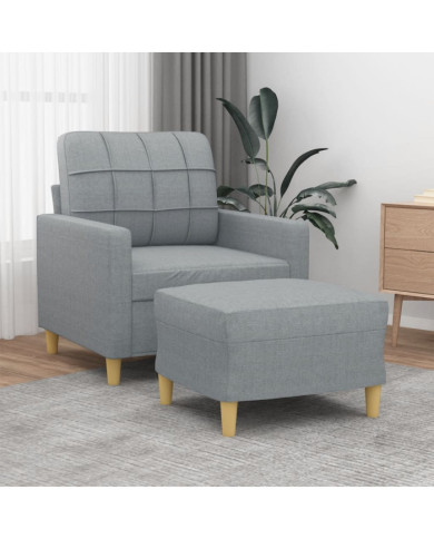 Fauteuil avec repose-pied Gris clair 60 cm Tissu | Mobilier & Déco