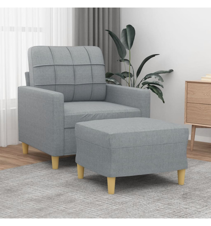 Fauteuil avec repose-pied Gris clair 60 cm Tissu | Mobilier & Déco