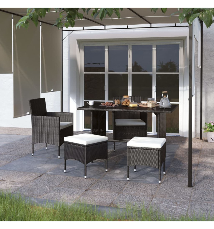 Jeu de chaise et tabouret de jardin 4 pcs Résine tressée Noir | Mobilier & Déco
