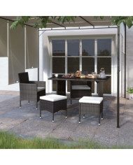 Jeu de chaise et tabouret de jardin 4 pcs Résine tressée Noir | Mobilier & Déco