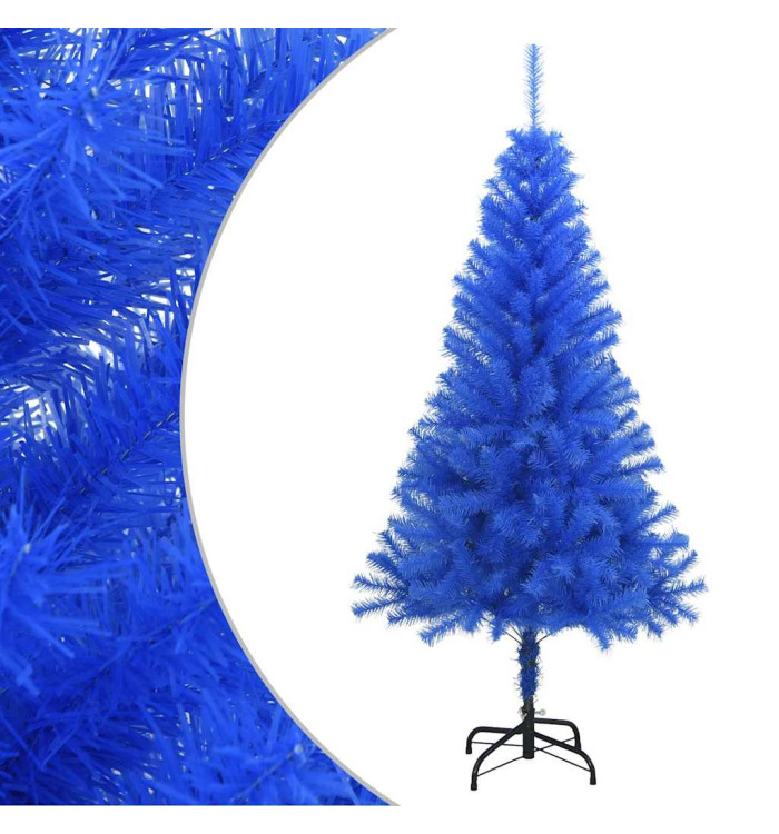 Sapin de Noël artificiel avec support bleu 120 cm PVC | Mobilier & Déco