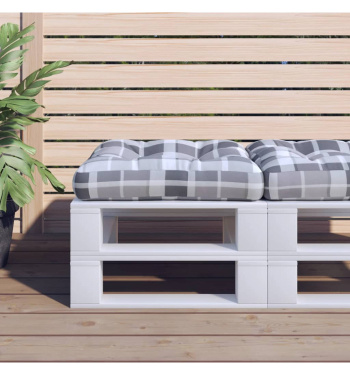 Coussin de palette carreaux gris 58x58x10 cm tissu | Mobilier & Déco