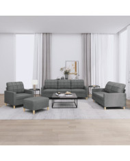 Ensemble de canapés 4 pcs avec coussins Gris foncé Tissu | Mobilier & Déco