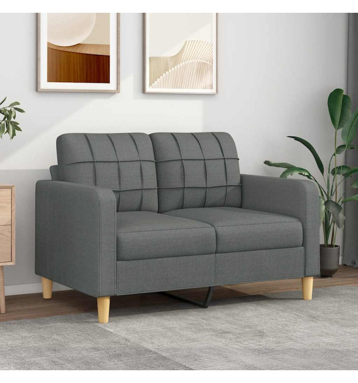 Canapé à 2 places Gris foncé 120 cm Tissu | Mobilier & Déco
