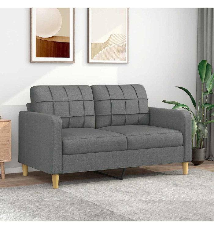Canapé à 2 places Gris foncé 140 cm Tissu | Mobilier & Déco