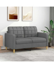 Canapé à 2 places Gris foncé 140 cm Tissu | Mobilier & Déco