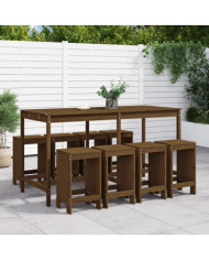 Ensemble de bar de jardin 9 pcs marron miel bois de pin massif | Mobilier & Déco