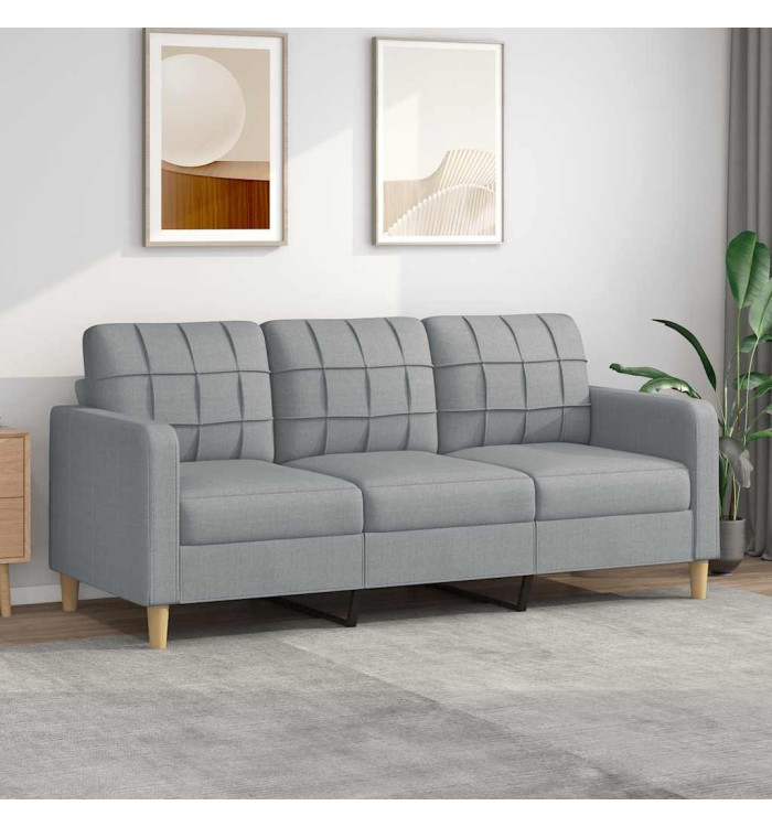 Canapé à 3 places Gris clair 180 cm Tissu | Mobilier & Déco