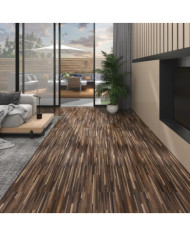 Dalles de plancher PVC 5,02 m² 2 mm autoadhésif marron rayé | Mobilier & Déco