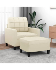 Fauteuil avec repose-pied Crème 60 cm Similicuir | Mobilier & Déco