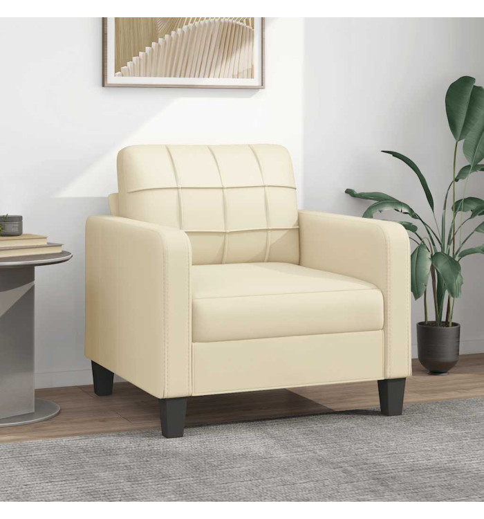 Fauteuil Crème 60 cm Similicuir | Mobilier & Déco