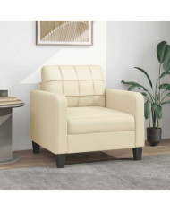 Fauteuil Crème 60 cm Similicuir | Mobilier & Déco