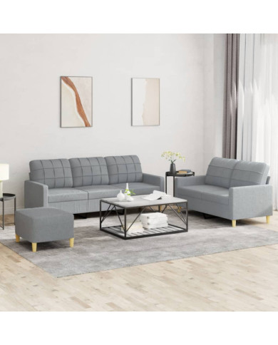Ensemble de canapés 3 pcs avec coussins Gris clair Tissu | Mobilier & Déco