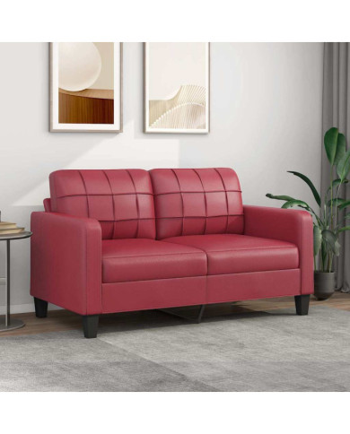 Canapé à 2 places Rouge bordeaux 140 cm Similicuir | Mobilier & Déco