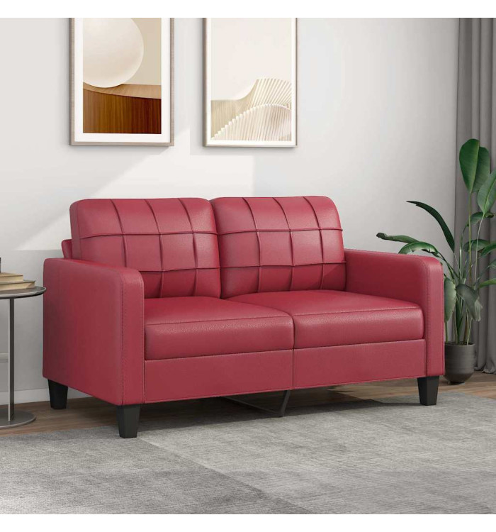 Canapé à 2 places Rouge bordeaux 140 cm Similicuir | Mobilier & Déco