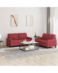 Ensemble de canapés 2 pcs et coussins Rouge bordeaux Similicuir | Mobilier & Déco