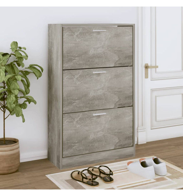 Armoire à chaussures Gris béton 63x24x103 cm Bois d'ingénierie | Mobilier & Déco