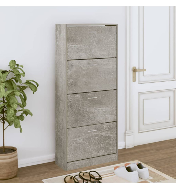 Armoire à chaussures Gris béton 63x24x147 cm Bois d'ingénierie | Mobilier & Déco