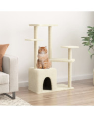 Arbre à chat avec griffoirs en sisal crème 107,5 cm | Mobilier & Déco