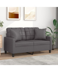Canapé 2 places avec oreillers gris 120 cm similicuir | Mobilier & Déco