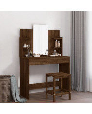 Coiffeuse avec miroir chêne marron 96x39x142 cm | Mobilier & Déco
