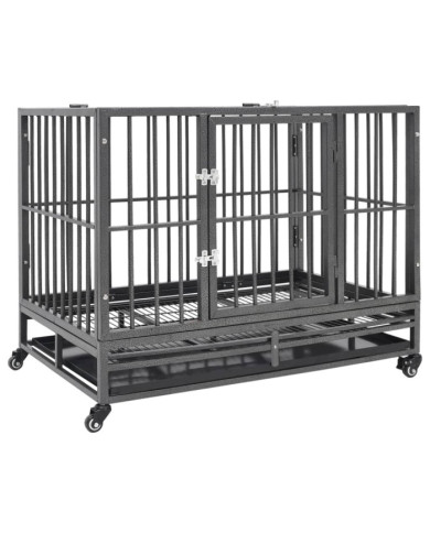 Cage pour chien avec roues et toit Acier 102x72x85 cm | Mobilier & Déco