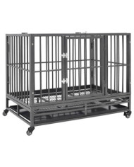 Cage pour chien avec roues et toit Acier 102x72x85 cm | Mobilier & Déco