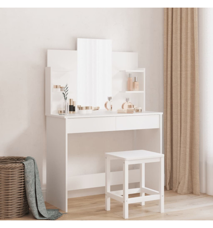 Coiffeuse avec miroir blanc 96x39x142 cm | Mobilier & Déco