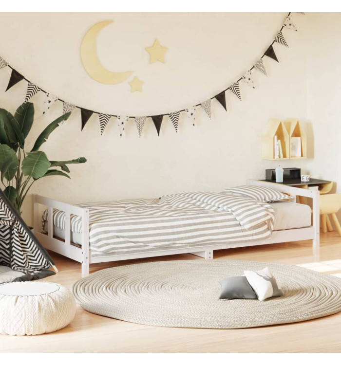 Cadre de lit pour enfants blanc 90x200 cm bois de pin massif | Mobilier & Déco
