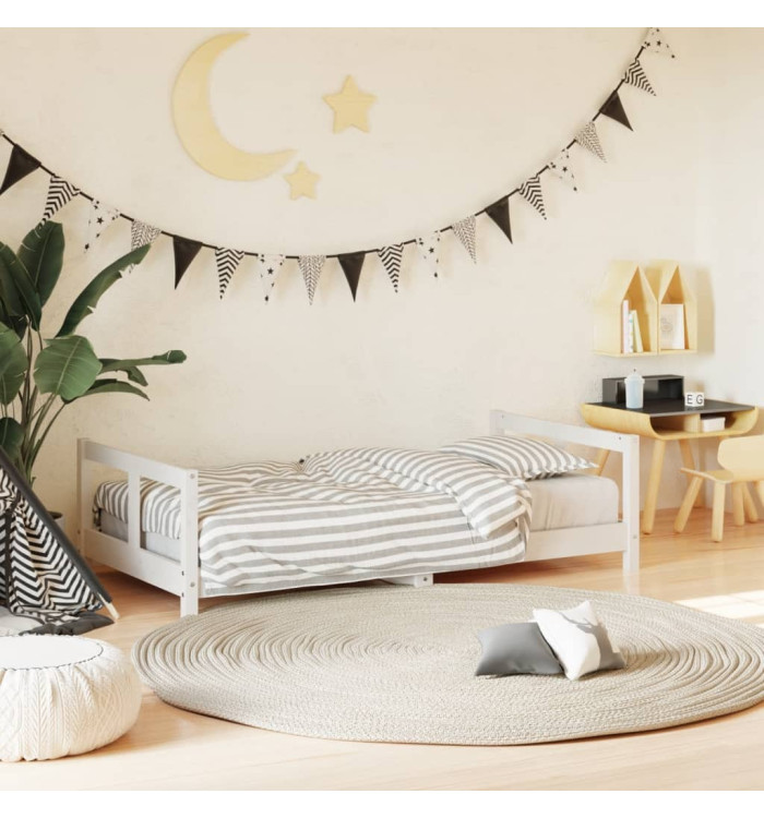 Cadre de lit pour enfant blanc 80x160 cm bois de pin massif | Mobilier & Déco