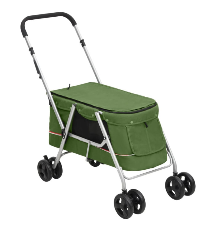 Poussette pour chien pliante Vert 100x49x96 cm Tissu de lin | Mobilier & Déco