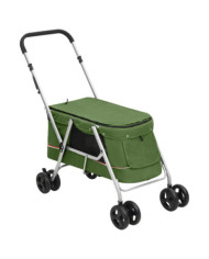 Poussette pour chien pliante Vert 100x49x96 cm Tissu de lin | Mobilier & Déco