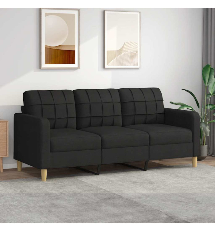 Canapé à 3 places Noir 180 cm Tissu | Mobilier & Déco