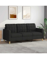 Canapé à 3 places Noir 180 cm Tissu | Mobilier & Déco