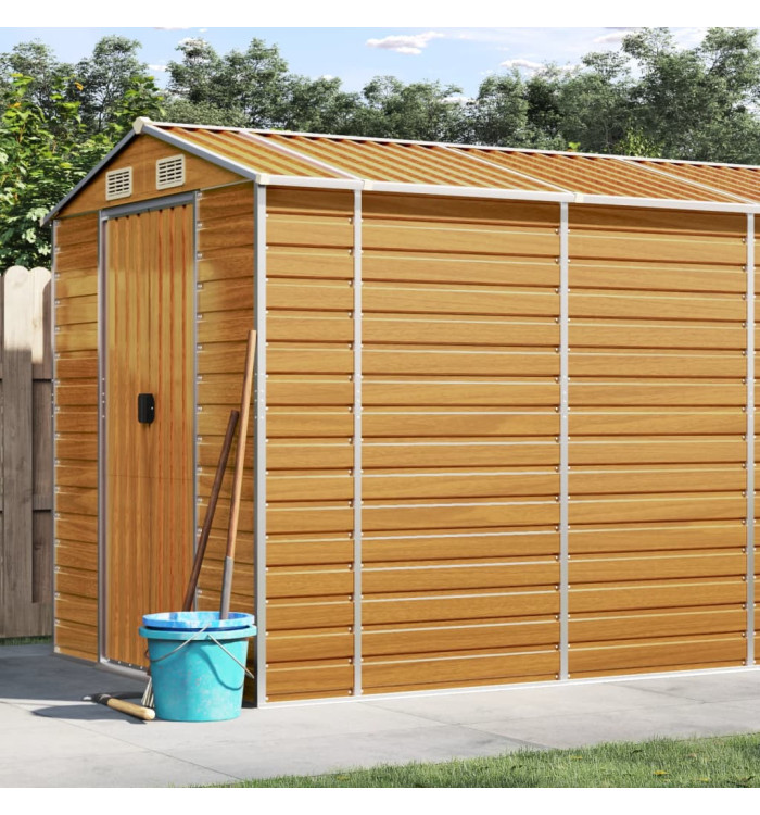Abri de jardin marron clair 191x810x198 cm acier galvanisé | Mobilier & Déco