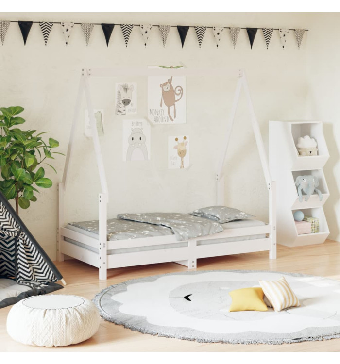 Cadre de lit pour enfant blanc 70x140 cm bois de pin massif | Mobilier & Déco