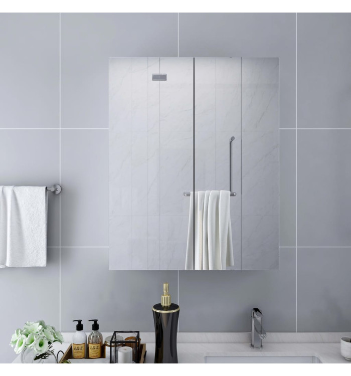 Armoire à miroir de salle de bain Blanc 60x15x75 cm MDF | Mobilier & Déco