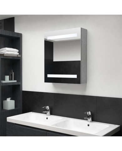 Armoire de salle de bain à miroir LED Gris béton 50x14x60 cm | Mobilier & Déco