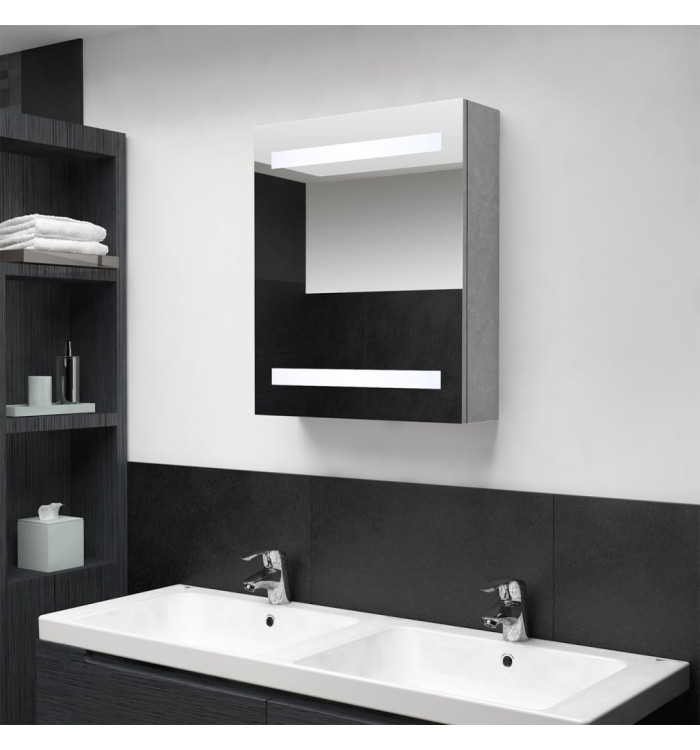 Armoire de salle de bain à miroir LED Gris béton 50x14x60 cm | Mobilier & Déco
