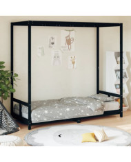 Cadre de lit pour enfants noir 80x200 cm bois de pin massif | Mobilier & Déco
