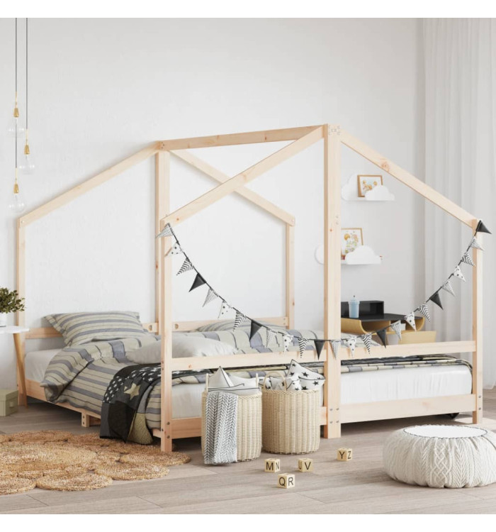 Cadre de lit pour enfants 2x(90x190) cm bois de pin massif | Mobilier & Déco