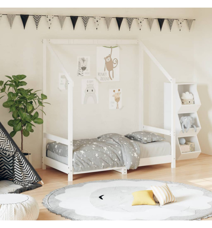 Cadre de lit pour enfant blanc 70x140 cm bois de pin massif | Mobilier & Déco