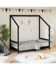 Cadre de lit pour enfant noir 80x160 cm bois de pin massif | Mobilier & Déco